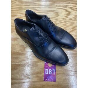 Brunomagli Men's 8 Black Leather Lace Up Low Top Cap Toe Casual Oxford Shoes